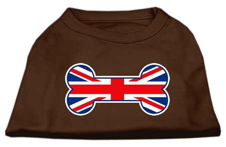 Bone Shaped United Kingdom (Union Jack) Flag Screen Print Shirts Brown Sm